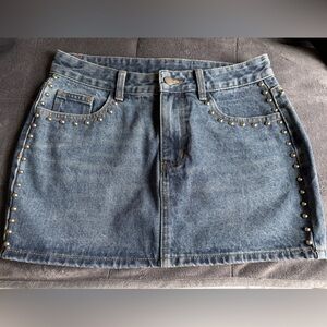 Windsor Denim Skirt with Stud Accents